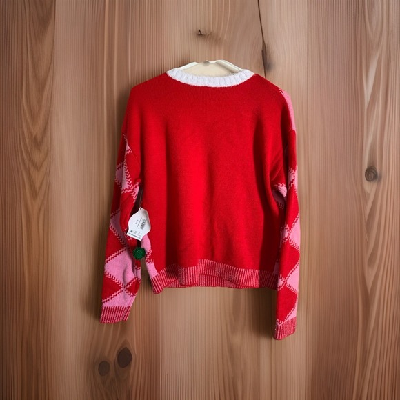 Women's Ugly Christmas Sweater Pink W/Bears Sparkly Pom Poms Bow Small (4-6) NWT - Picture 4 of 4